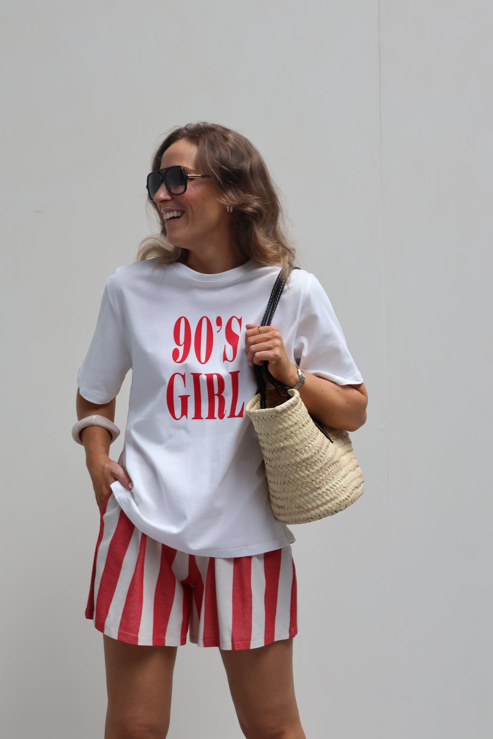 Sanne gestreepte short rood/ecru