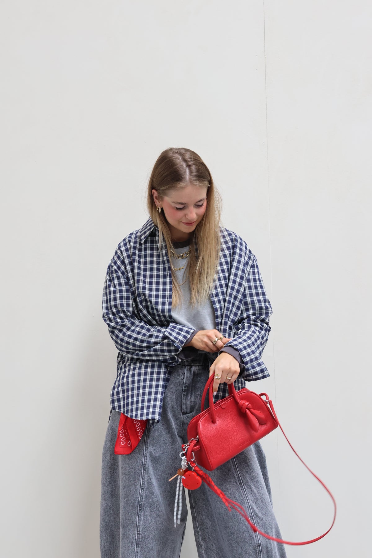 Bregje carreaux hemd marine
