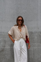 Lieke blouse met wijde mouwen beige