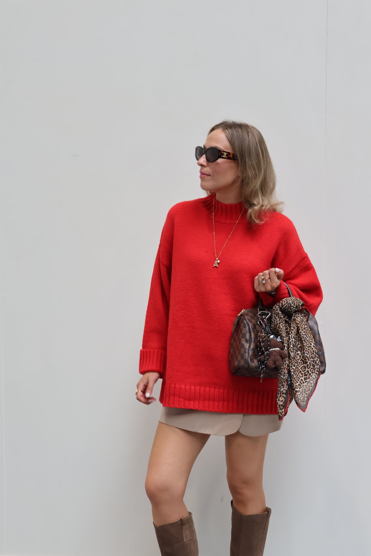 Senna trui met wijde mouw rood