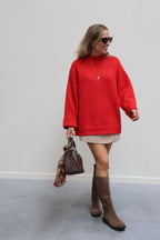 Senna trui met wijde mouw rood