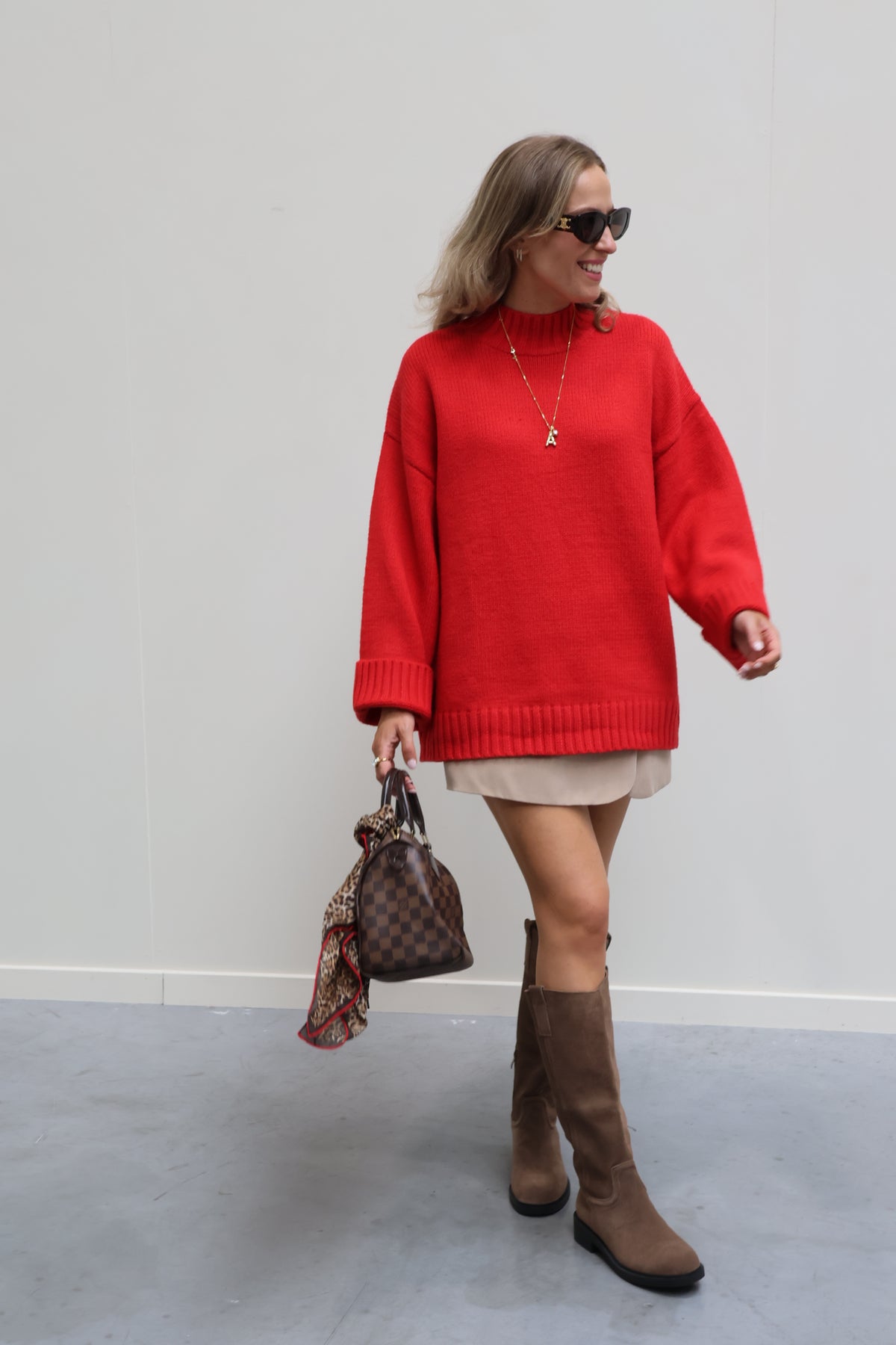 Senna trui met wijde mouw rood