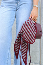 Lou gestreept sjaaltje bordeaux/grijs