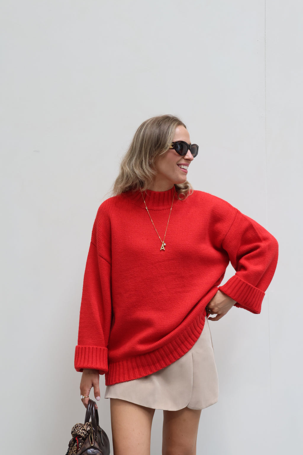 Senna trui met wijde mouw rood