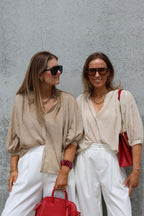 Lieke blouse met wijde mouwen beige