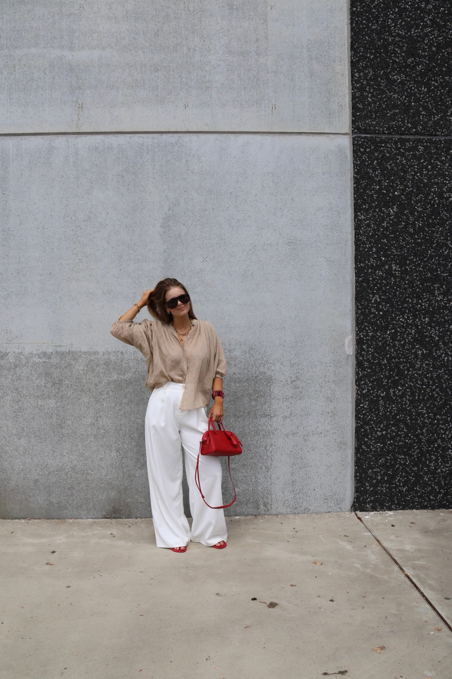 Lieke blouse met wijde mouwen camel