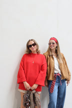 Febe longsleeve met v-hals crème