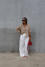 Lieke blouse met wijde mouwen camel