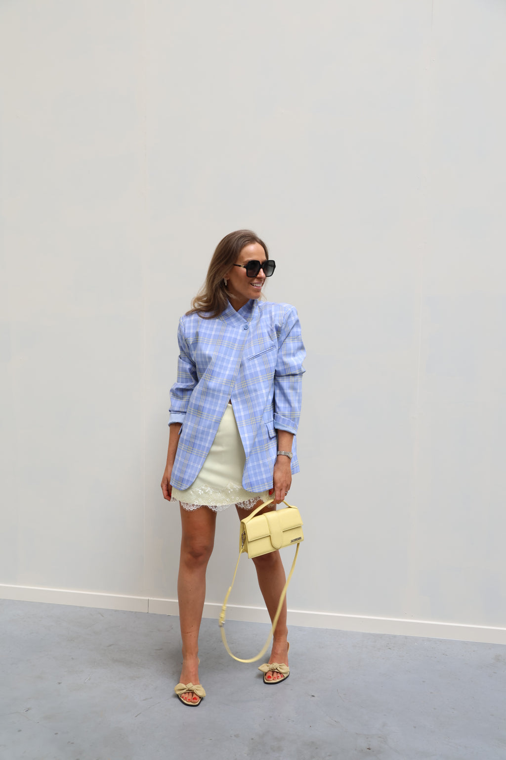 Gisèle carreaux blazer blauw/geel