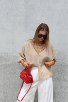 Lieke blouse met wijde mouwen camel
