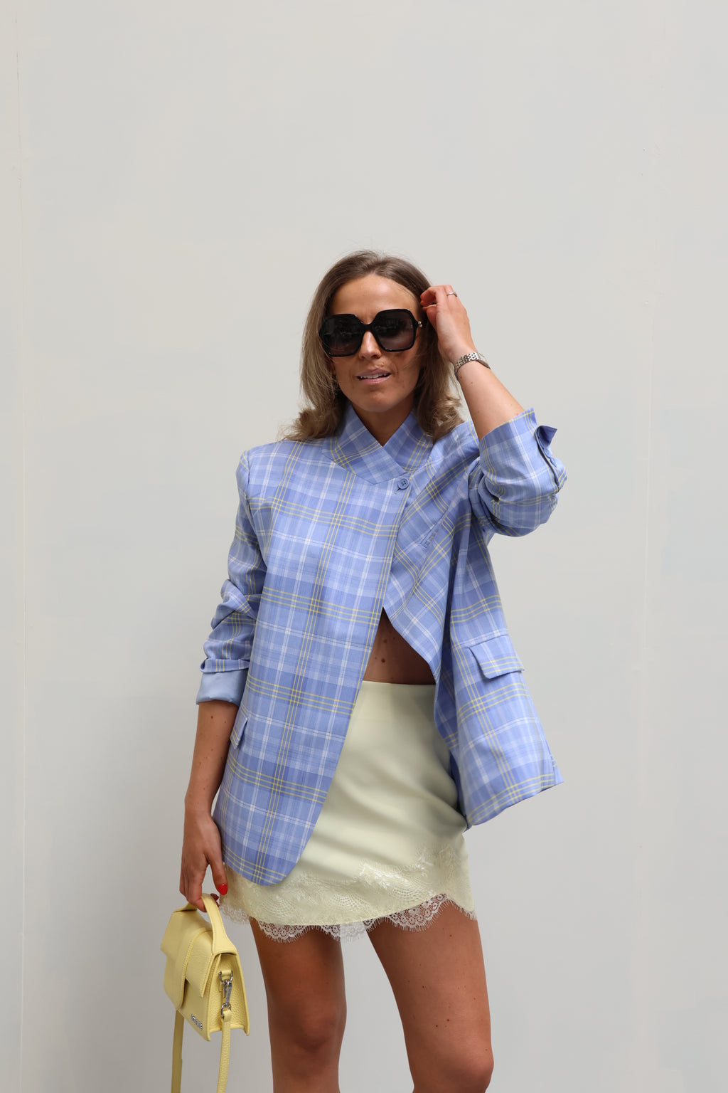 Gisèle carreaux blazer blauw/geel