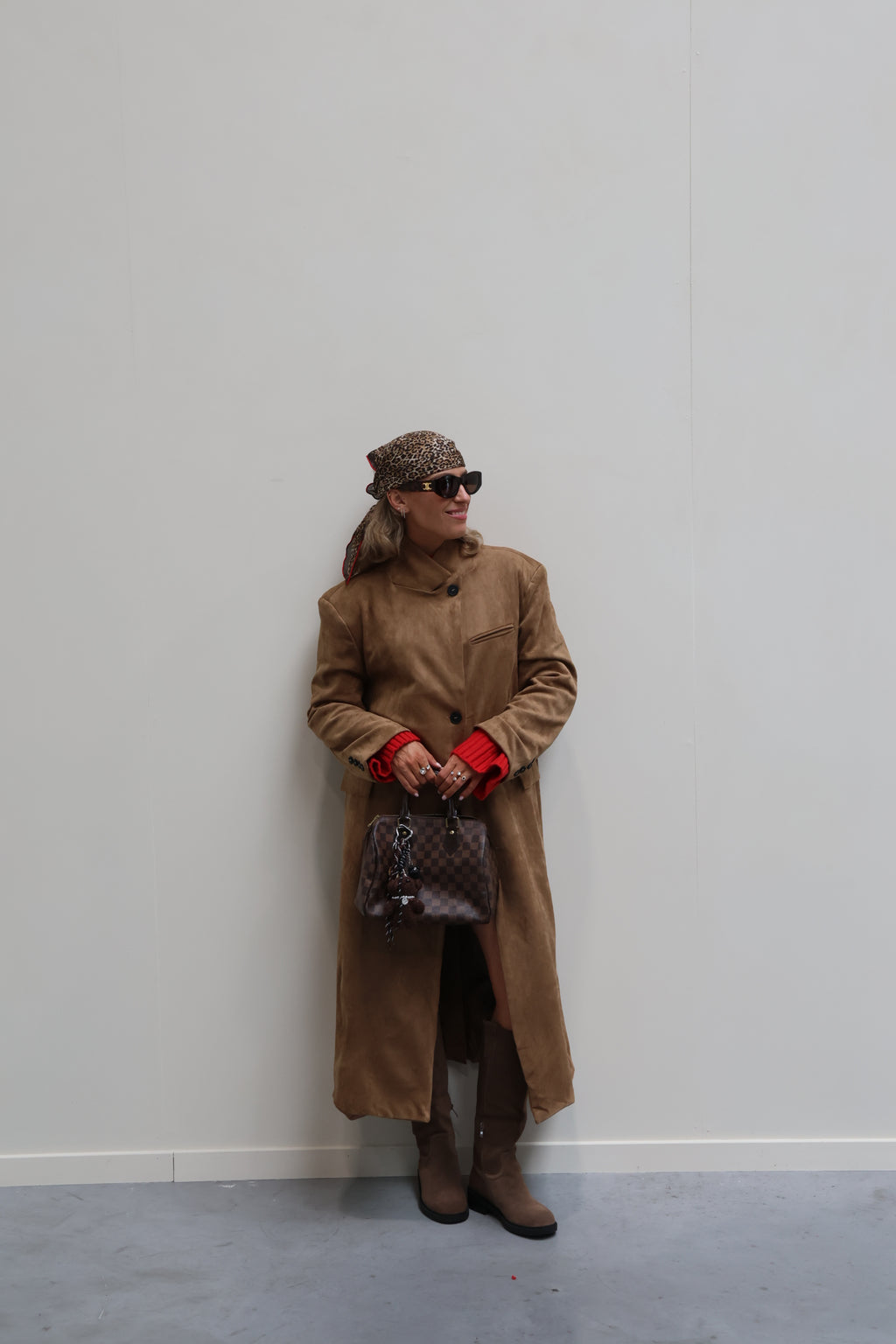 Danielle lange suéde mantel camel