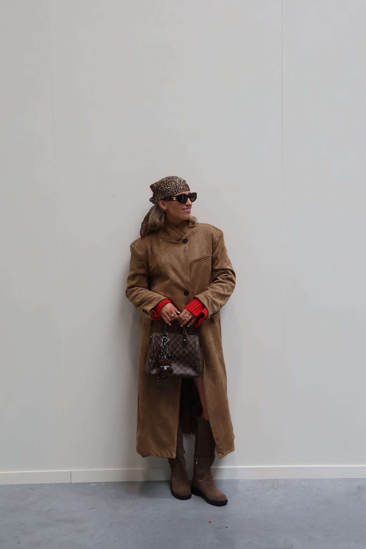 Danielle lange suéde mantel camel