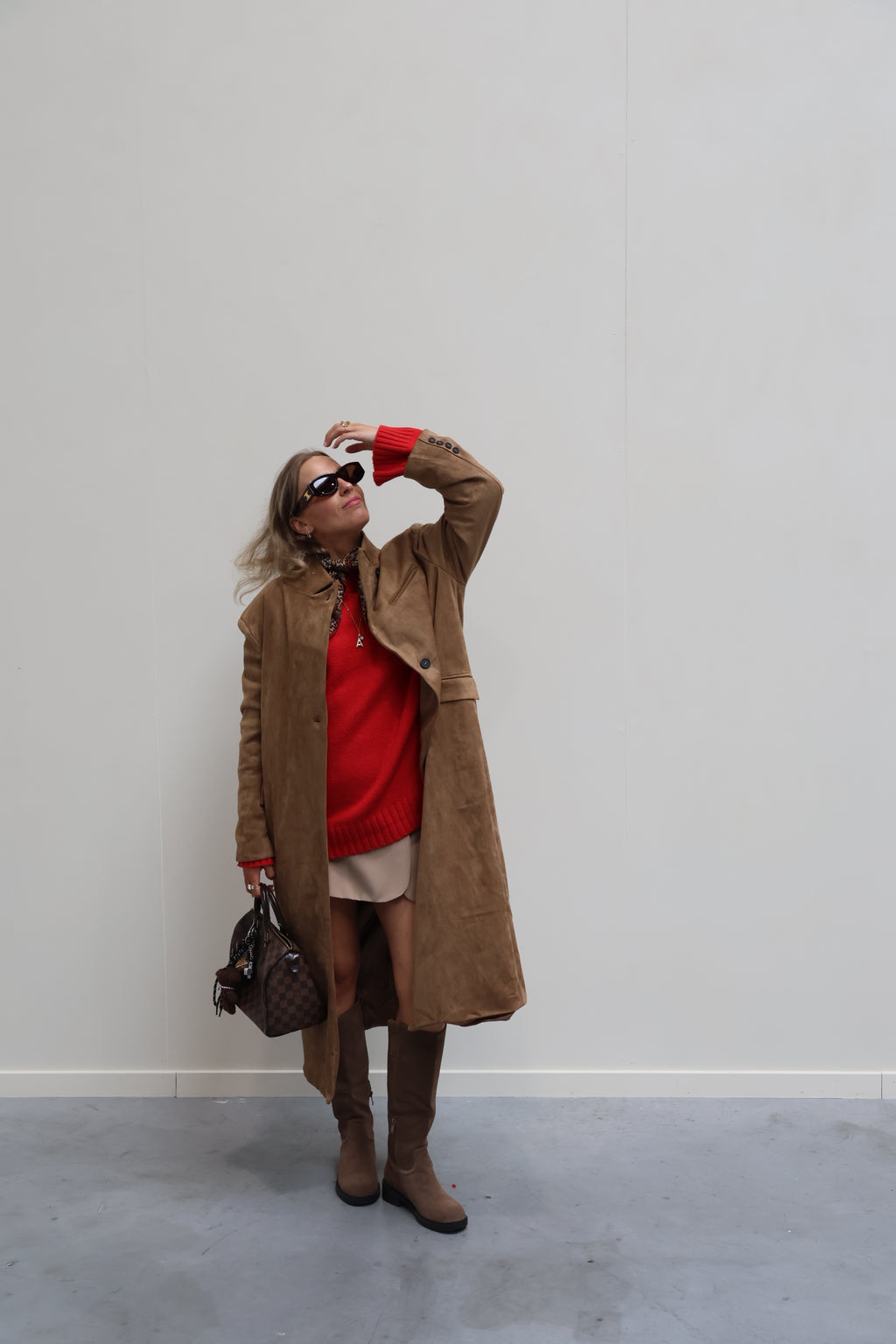 Danielle lange suéde mantel camel