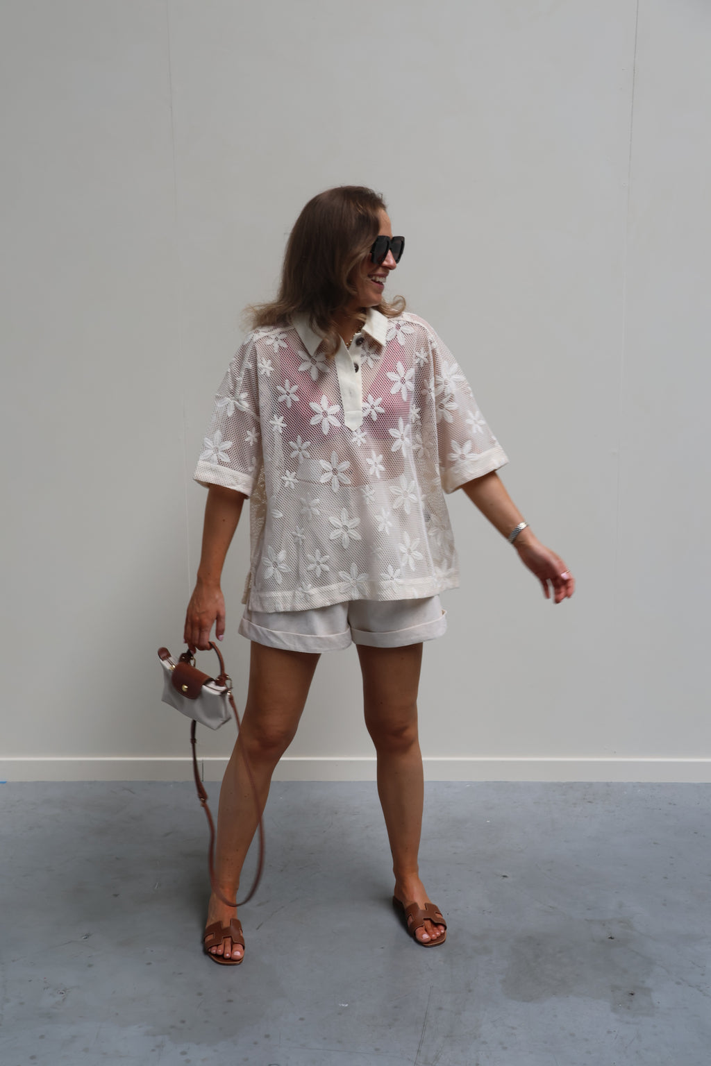 Claire broderie polo crème