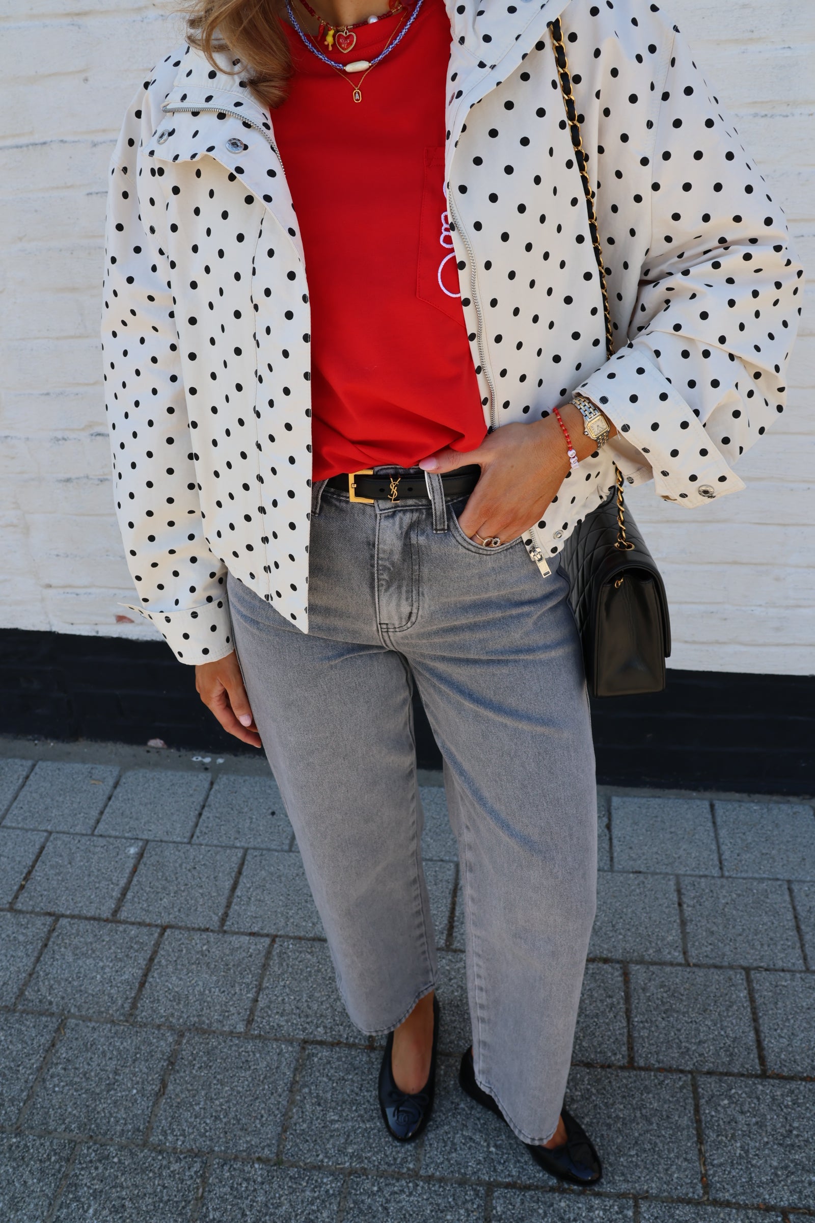 Flo polkadot bomberjas ecru