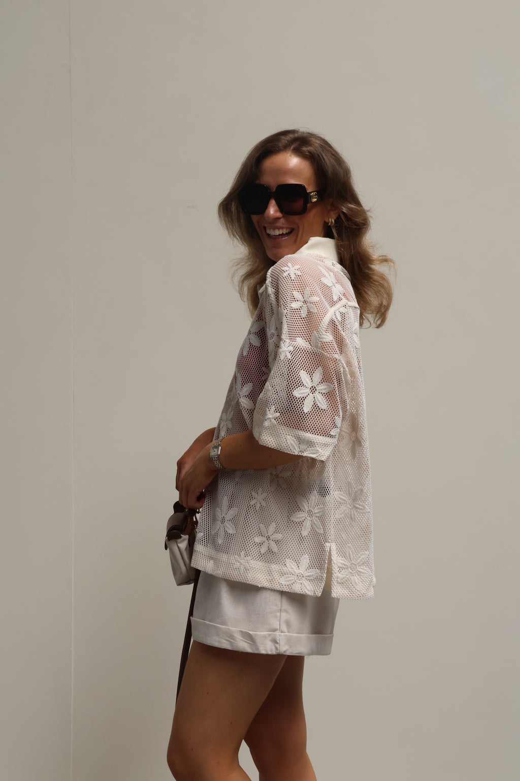 Claire broderie polo crème