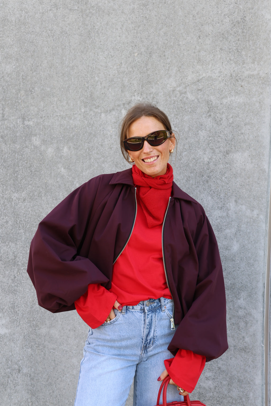 Annabel oversized longsleeve rood