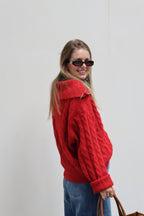 Claudia cardigan met rits rood