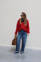 Claudia cardigan met rits rood