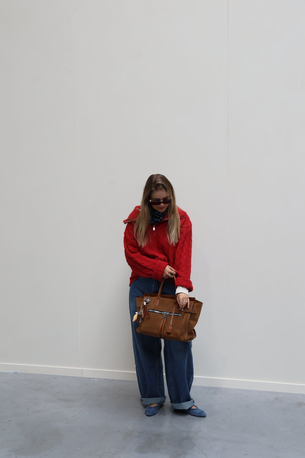 Claudia cardigan met rits rood