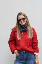 Claudia cardigan met rits rood