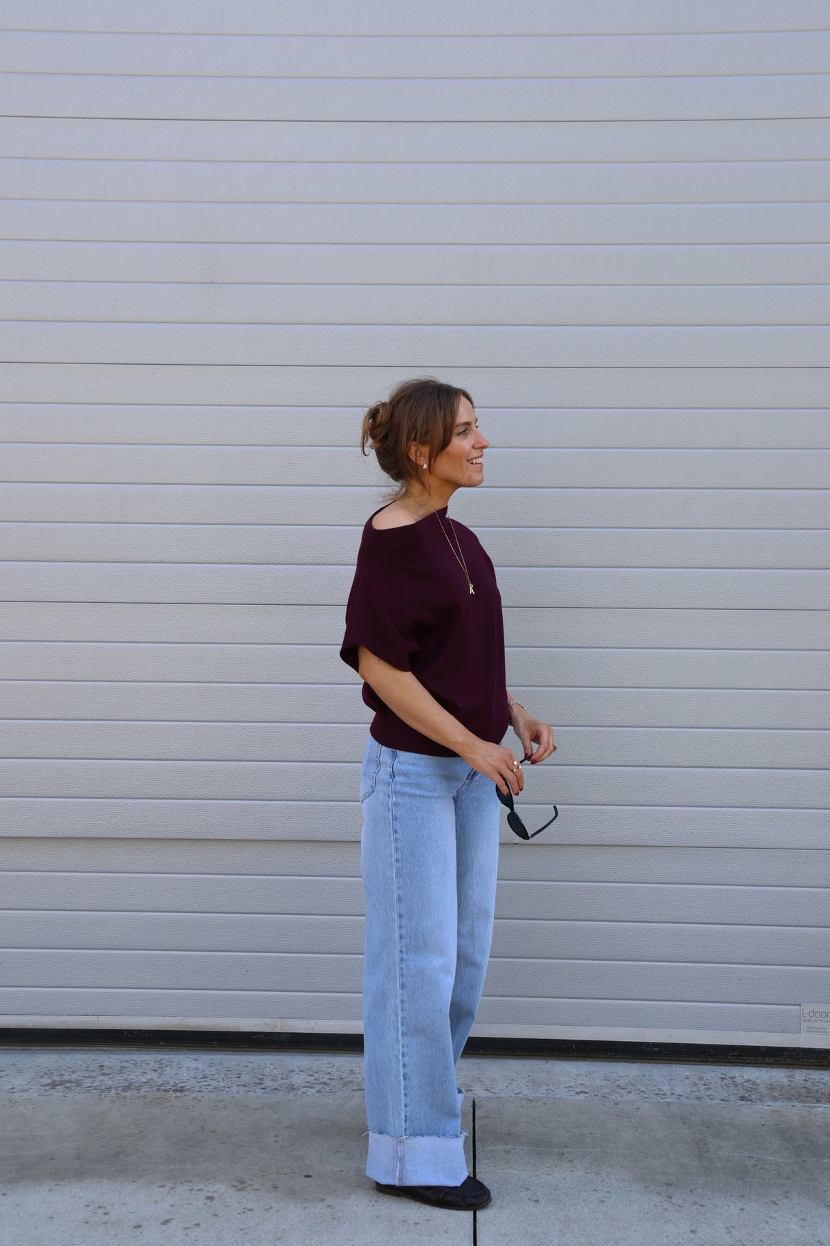 Leni top met brede hals dark berry