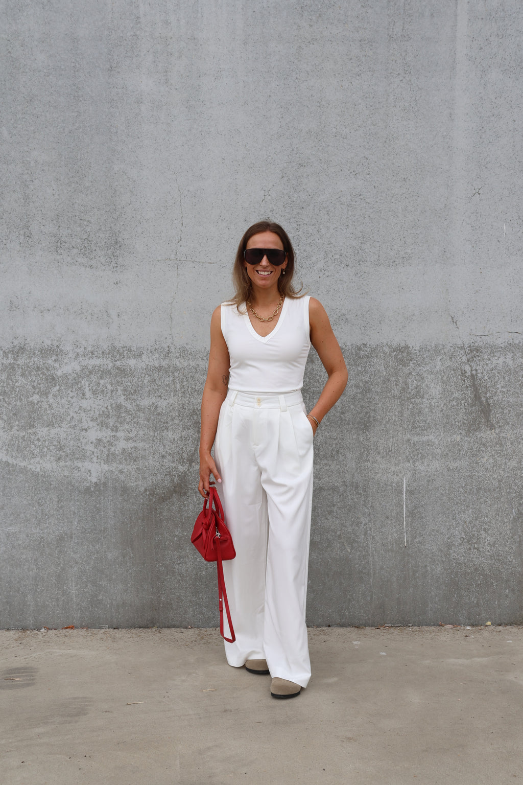 Hannah pantalon met structuur wit