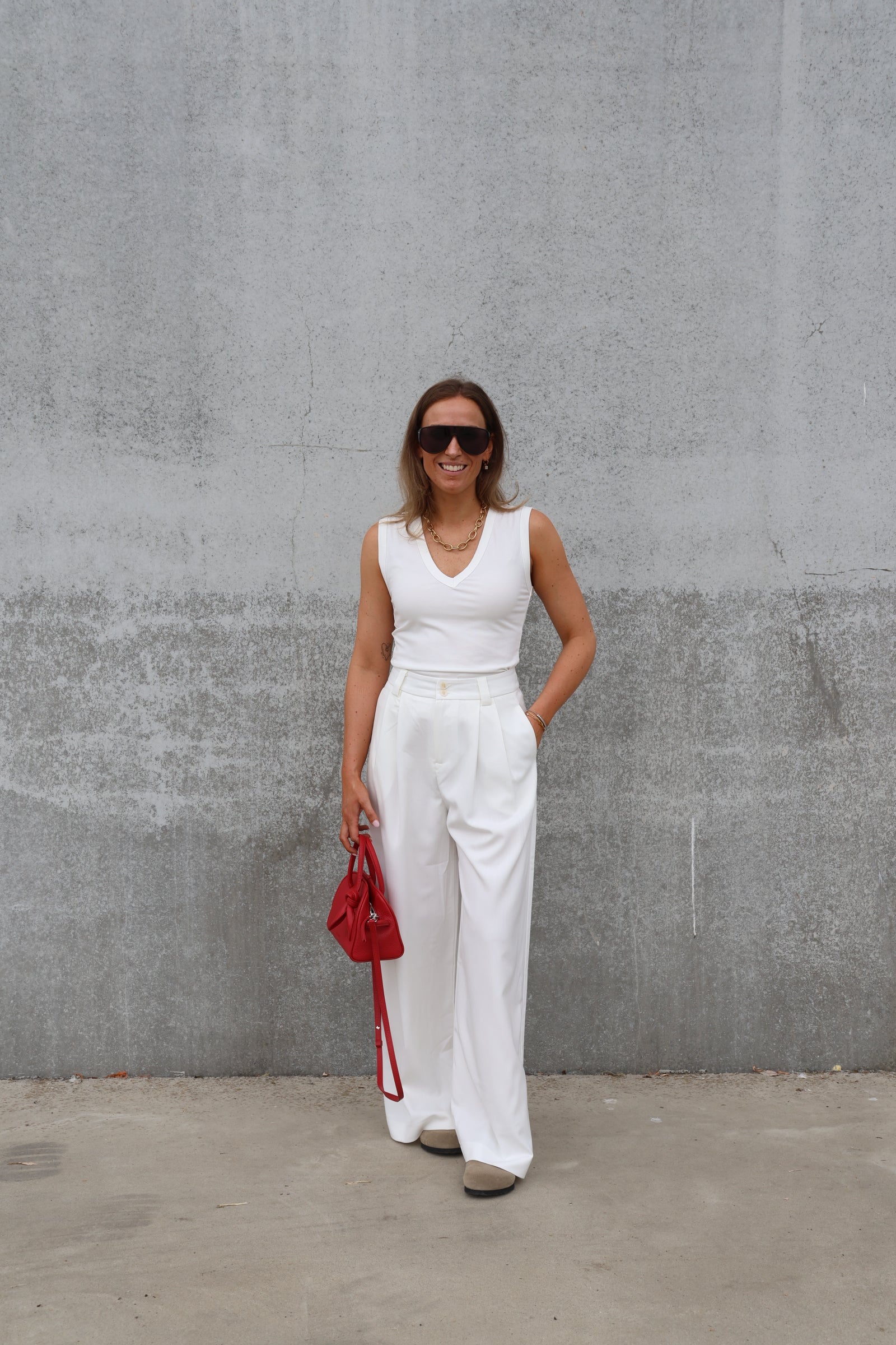 Hannah pantalon met structuur wit