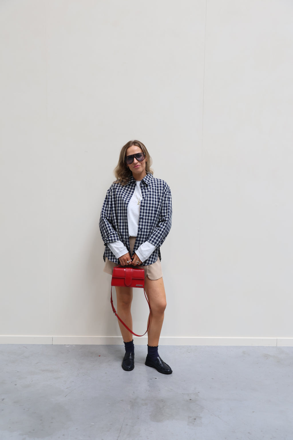 Bregje carreaux hemd marine