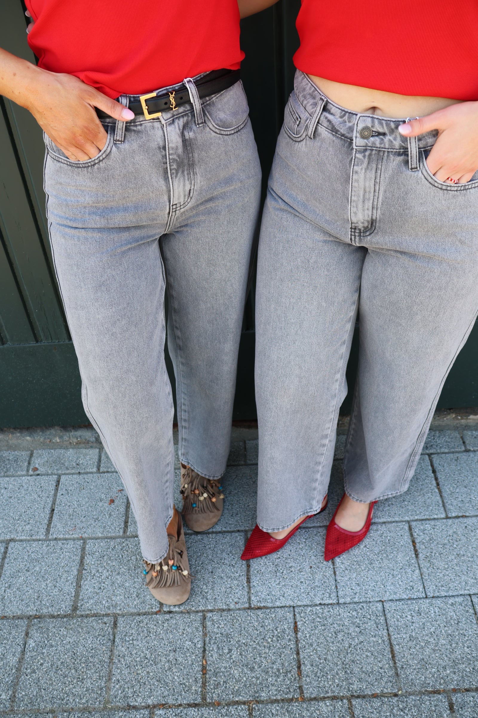 Bobbie cropped wide jeans grijs