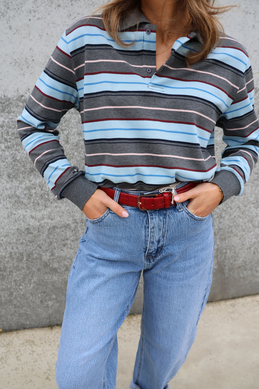 Sol polo truitje grijs gestreept