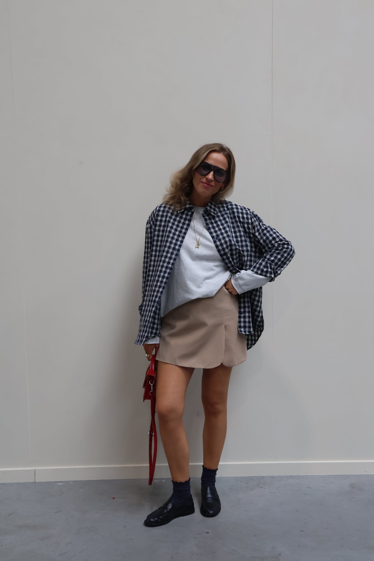 Bregje carreaux hemd marine
