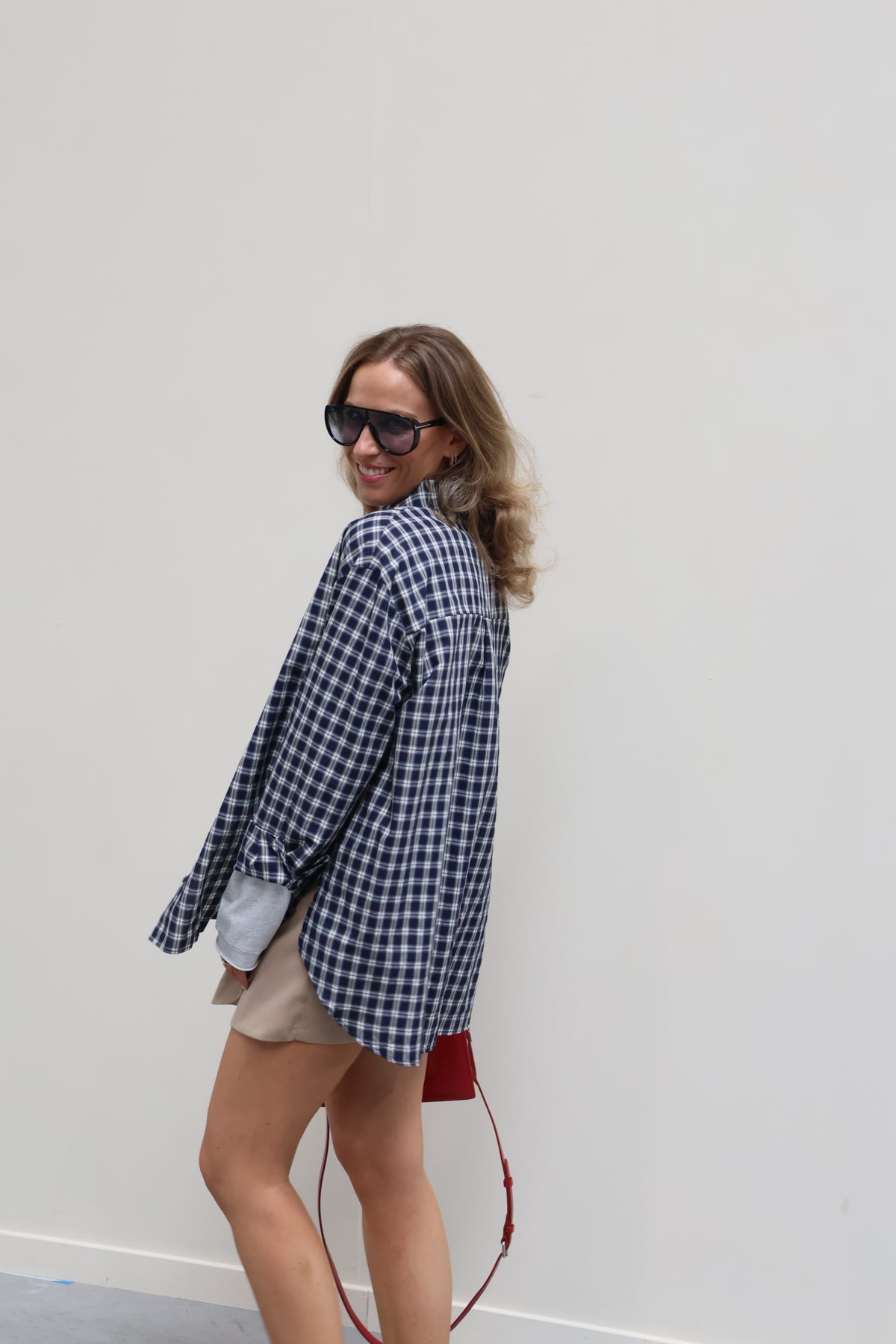 Bregje carreaux hemd marine