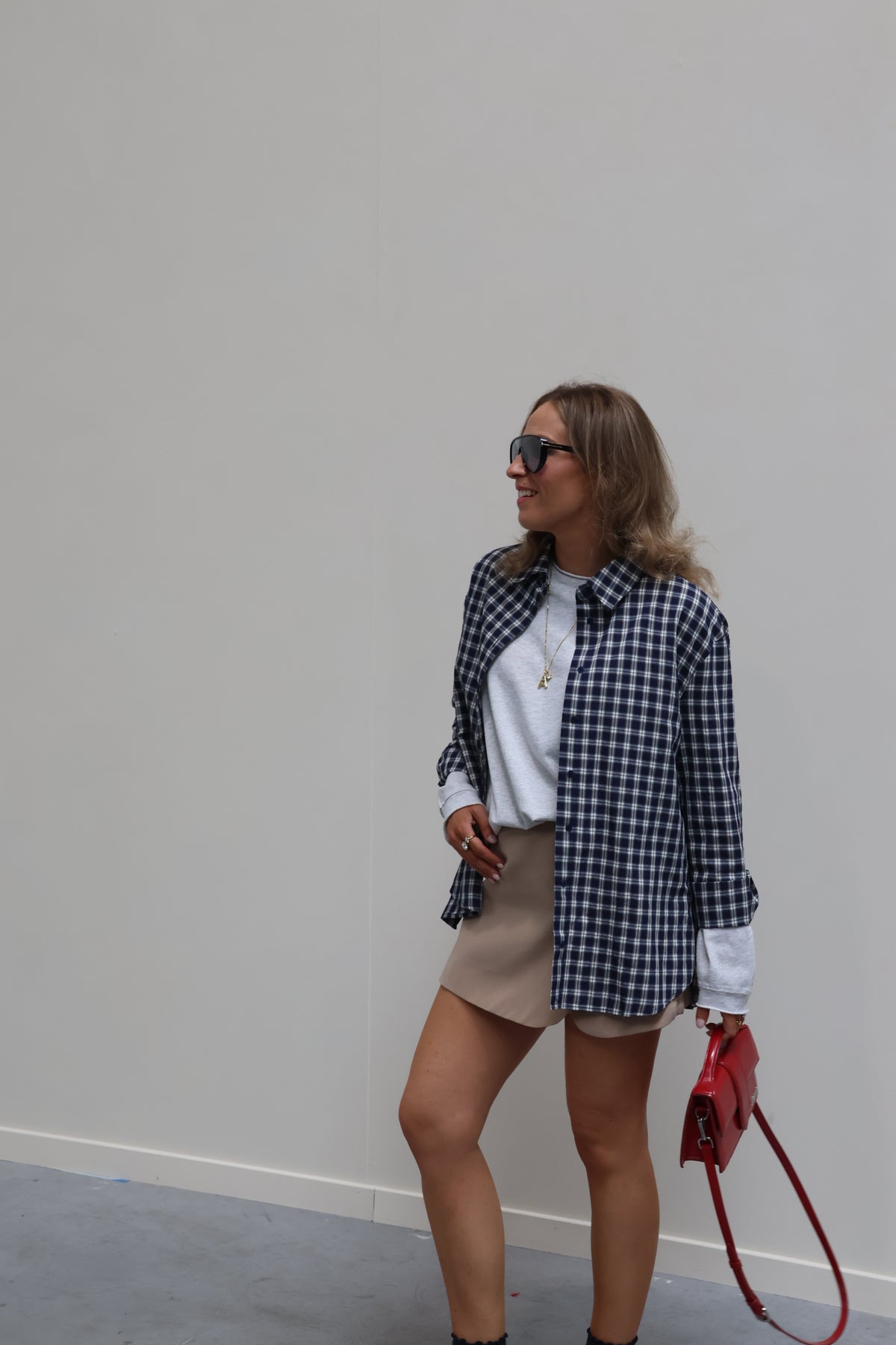 Bregje carreaux hemd marine