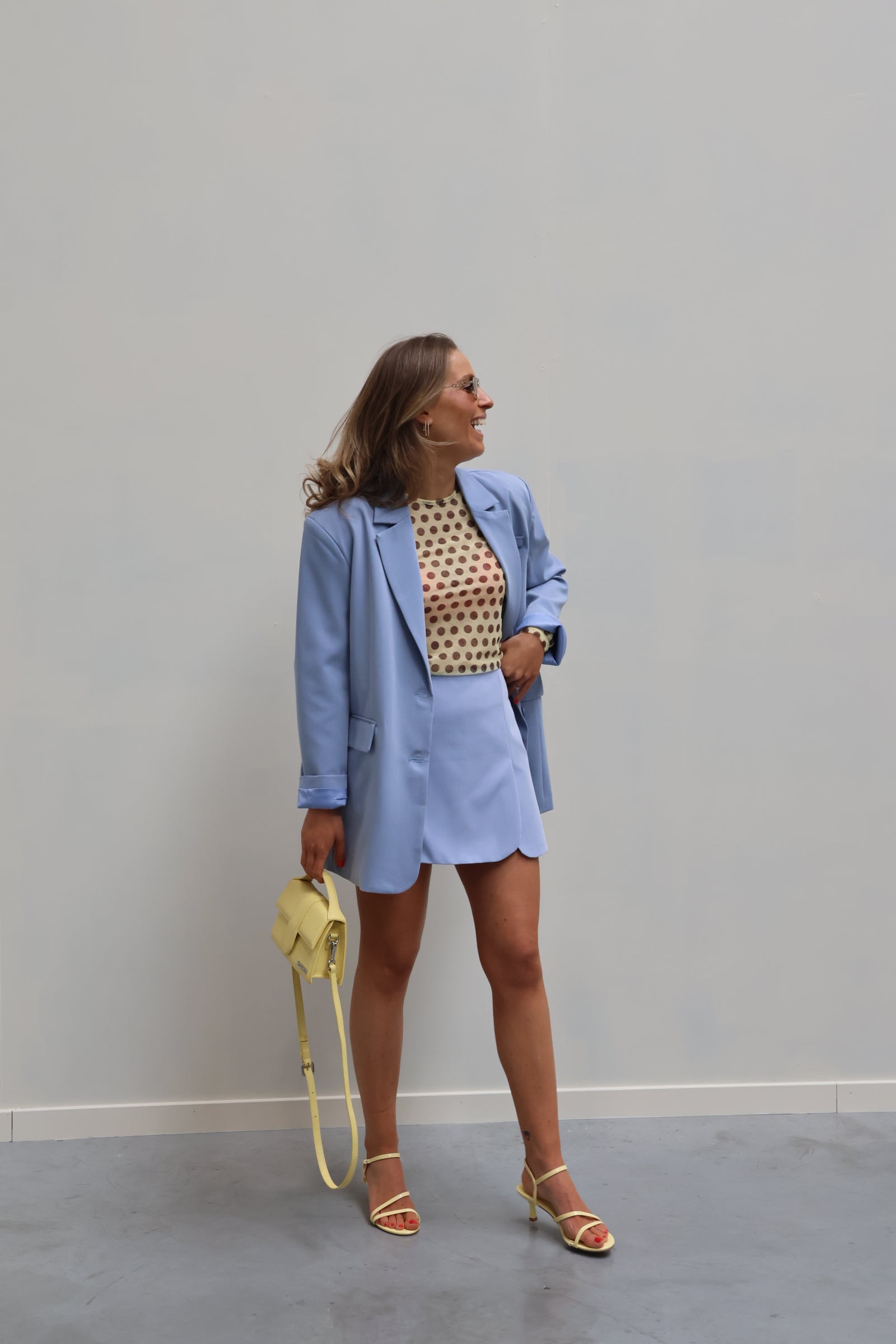 Olivia polka dot longsleeve geel/bruin