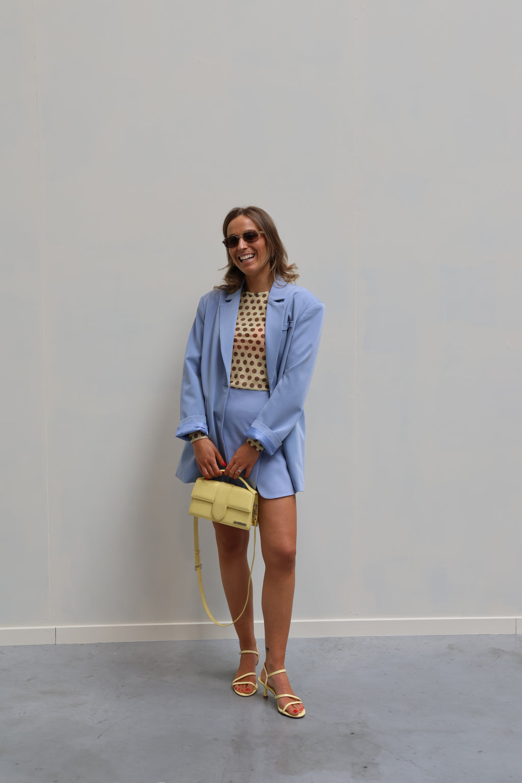 Olivia polka dot longsleeve geel/bruin