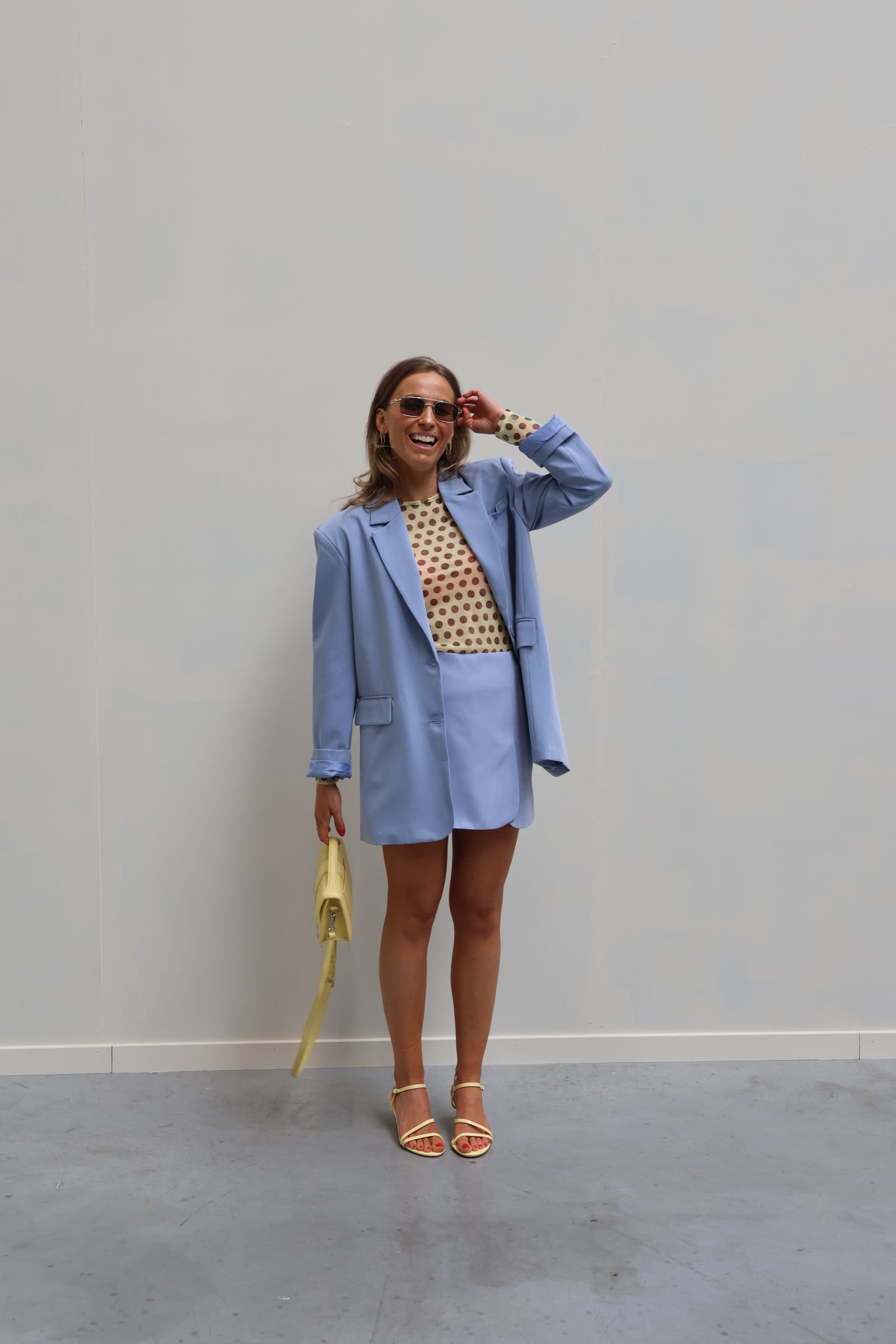 Macy asymmetrische blazer blauw