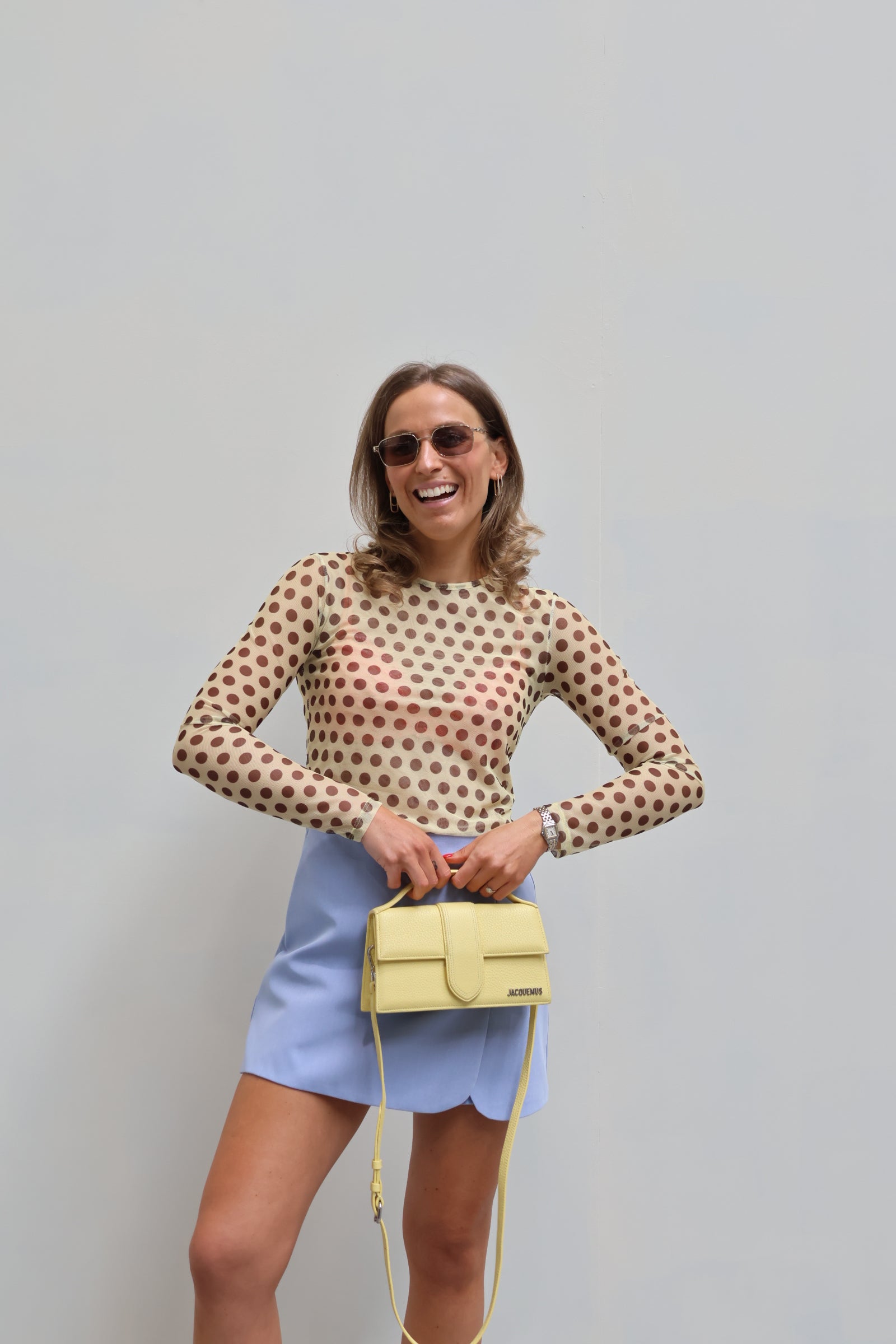 Olivia polka dot longsleeve geel/bruin