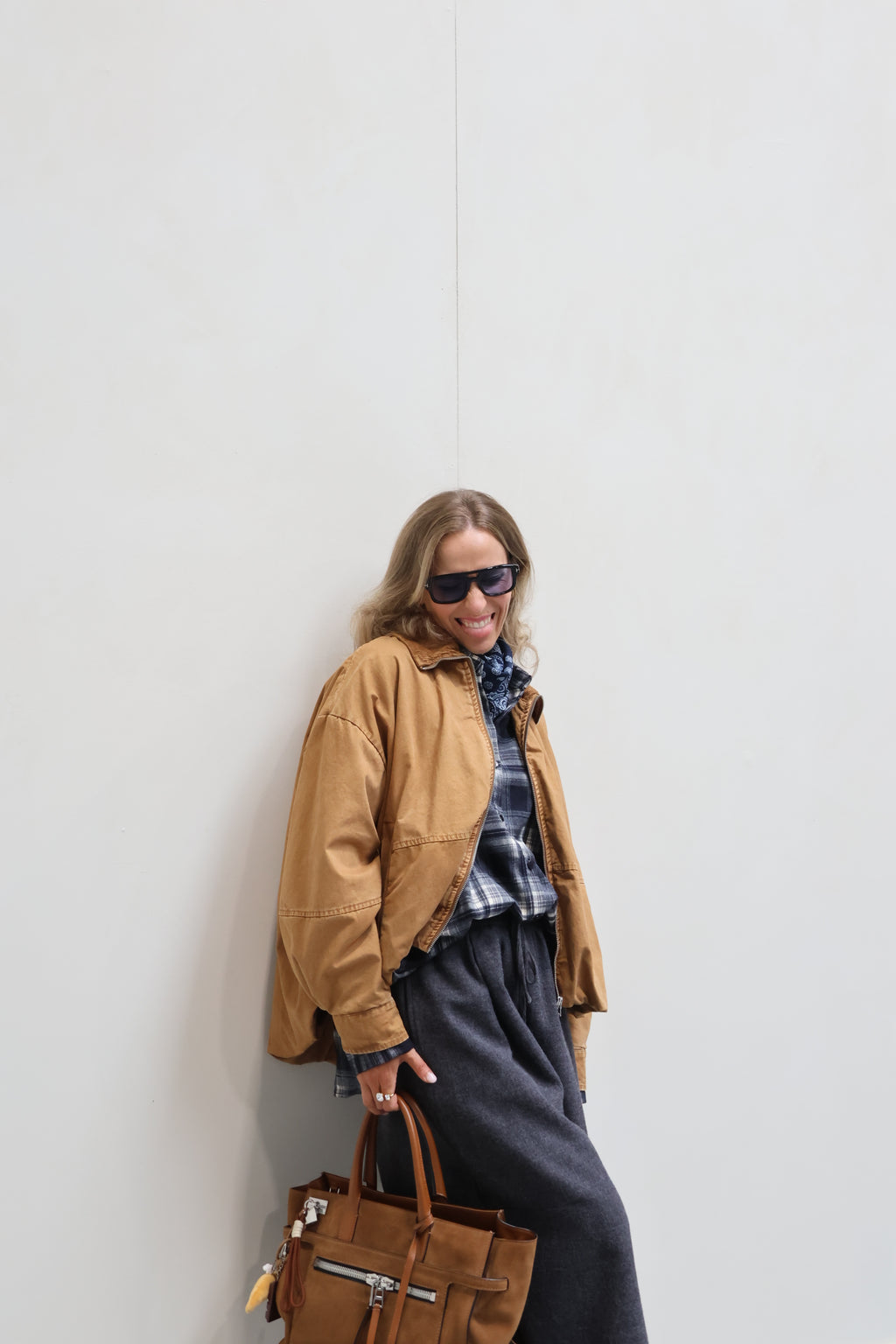 Gitte oversized geruit hemd marine