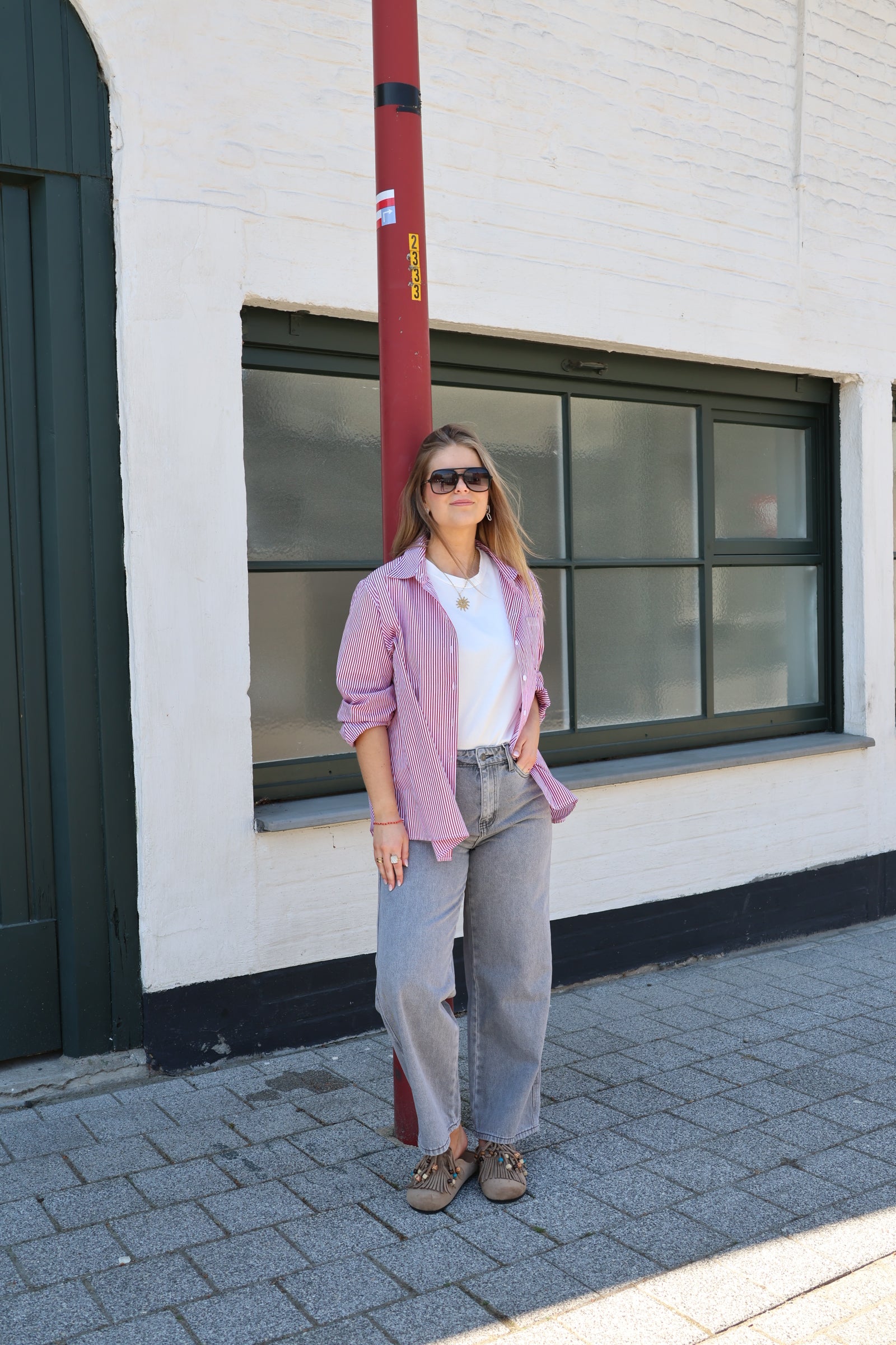 Bobbie cropped wide jeans grijs