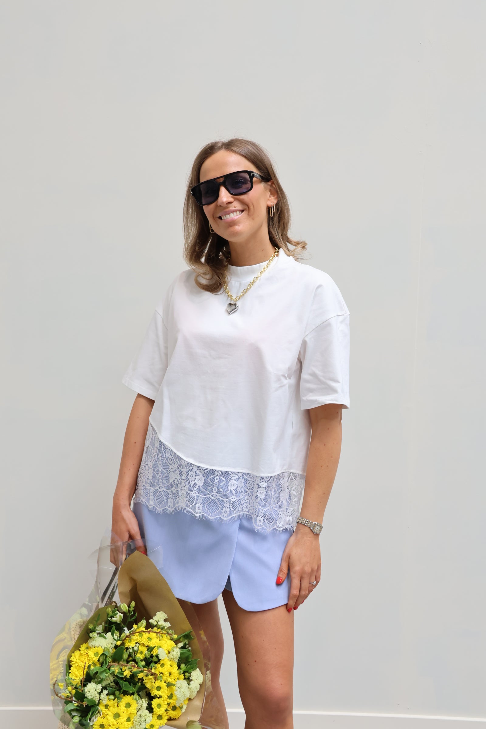 Millie lace T-shirt wit