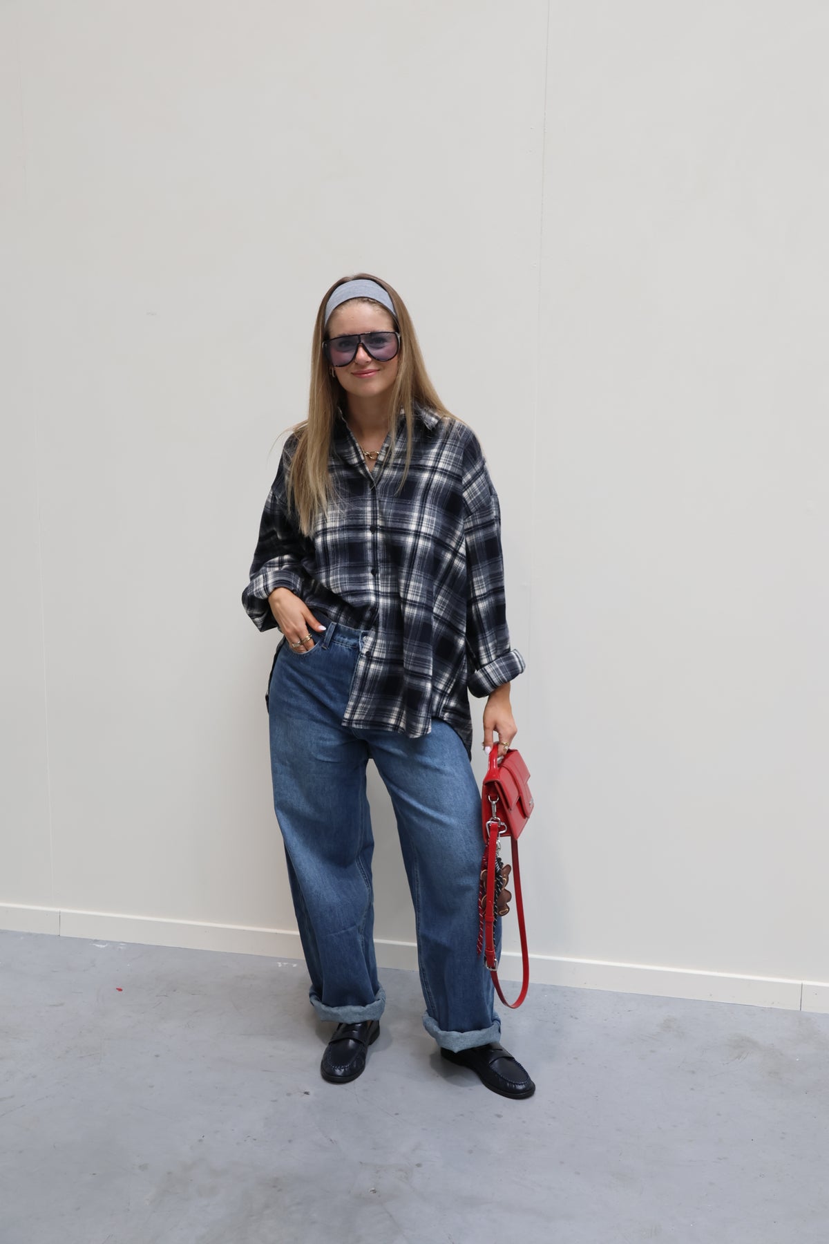 Gitte oversized geruit hemd marine