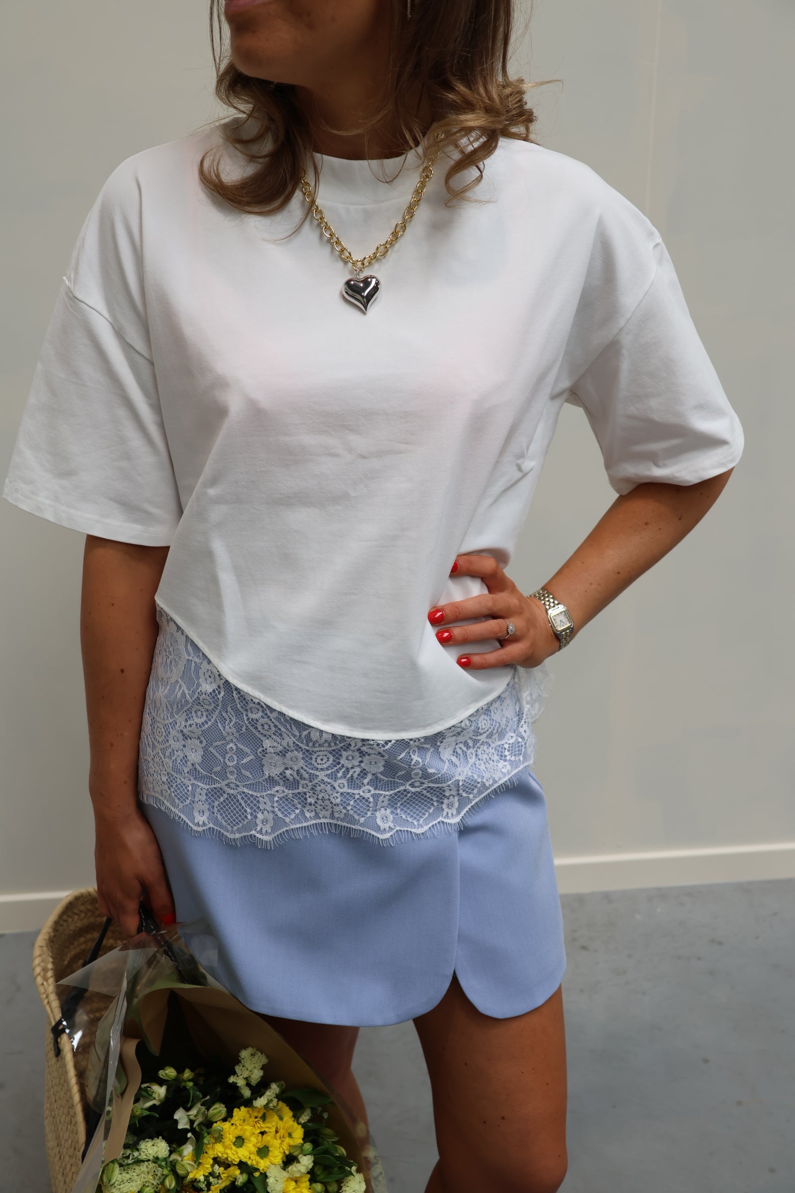 Millie lace T-shirt wit