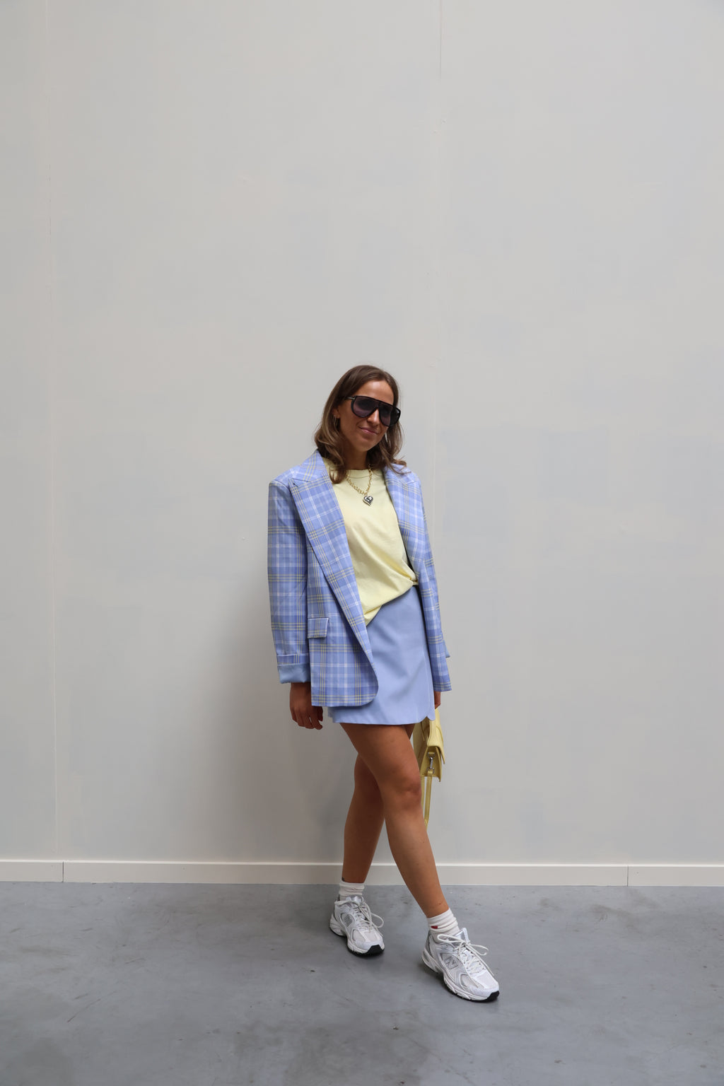 Gisèle carreaux blazer blauw/geel