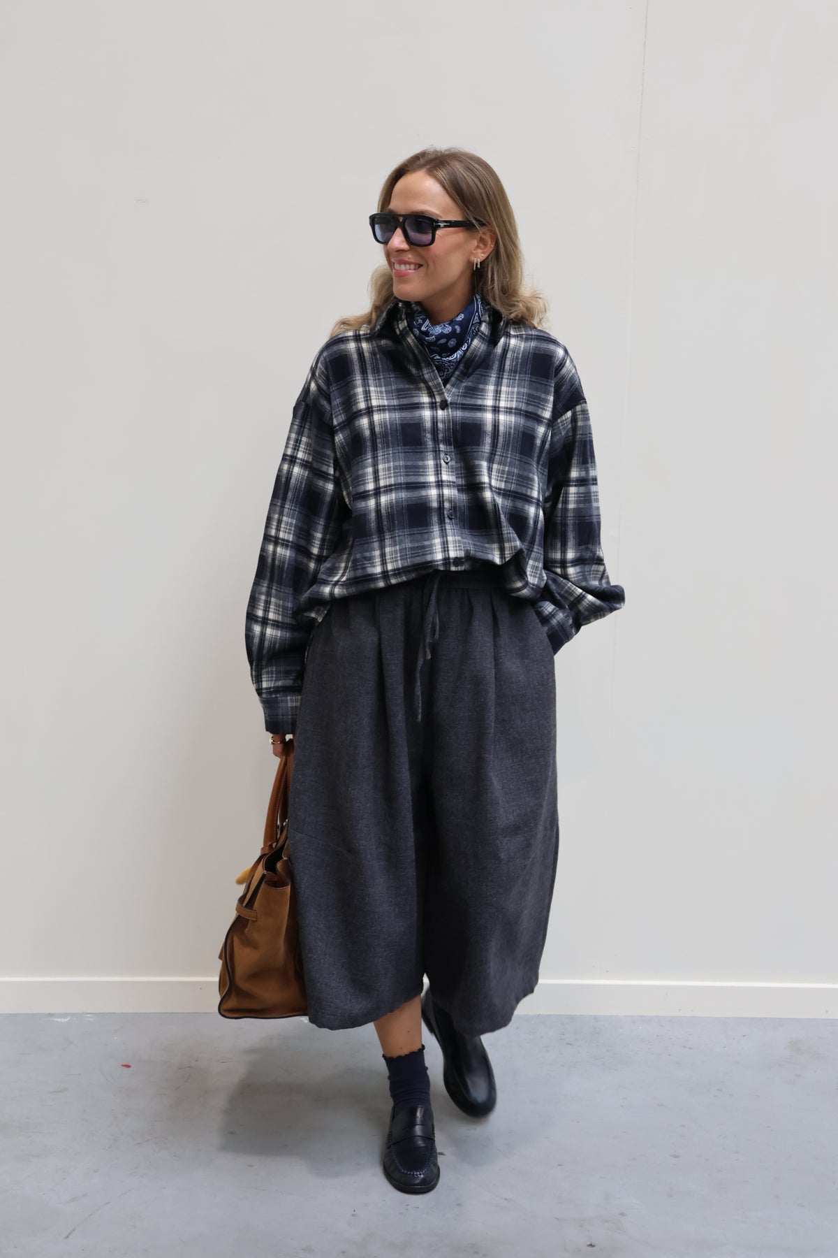 Gitte oversized geruit hemd marine