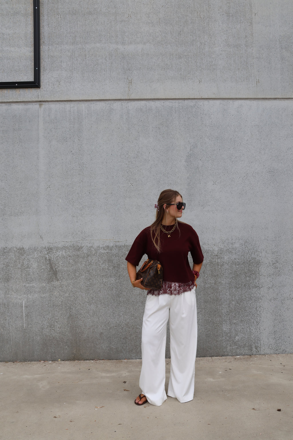 Millie lace T-shirt bordeaux