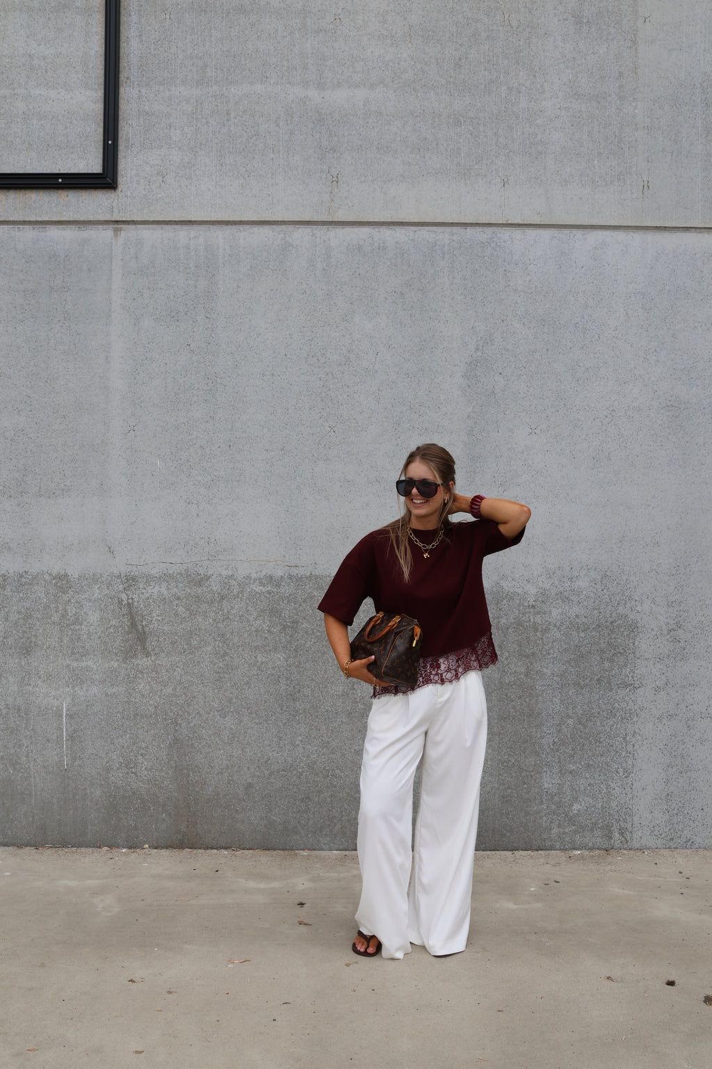 Millie lace T-shirt bordeaux