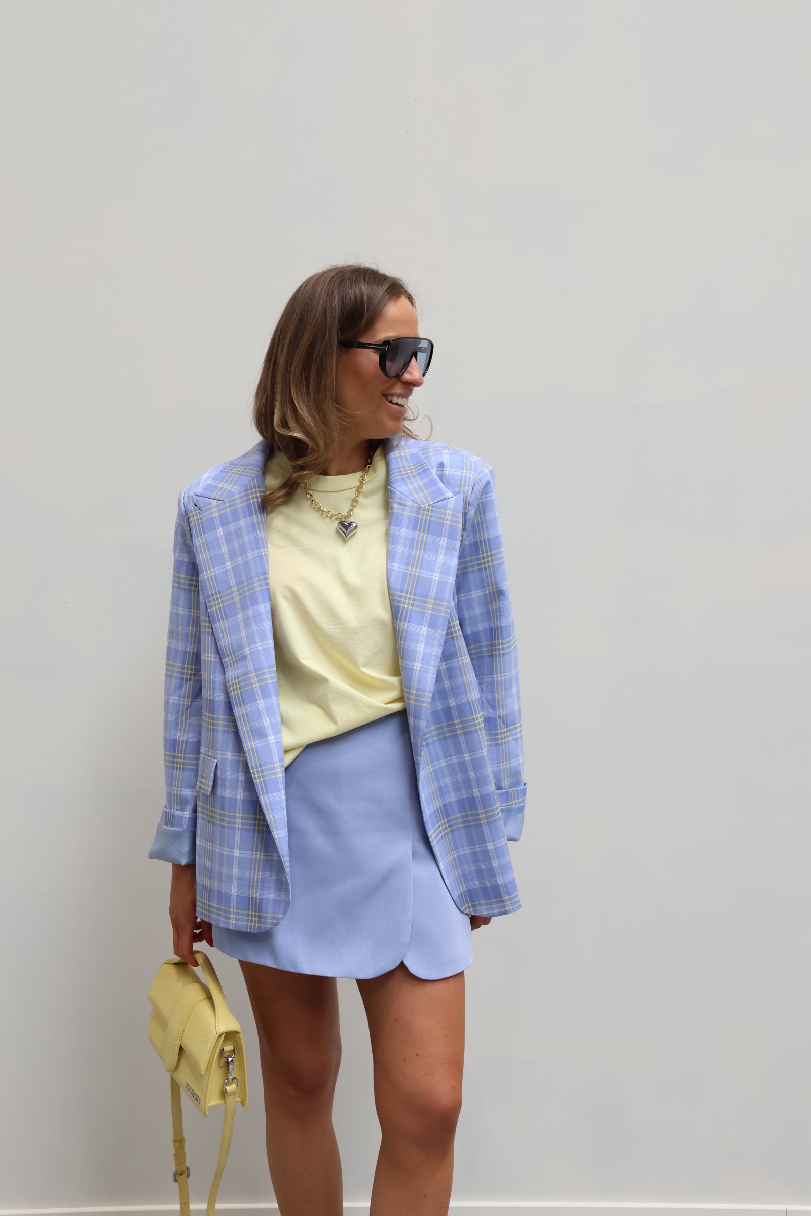 Gisèle carreaux blazer blauw/geel