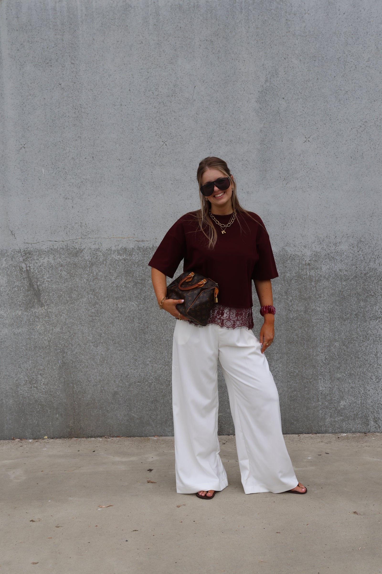 Hannah pantalon met structuur wit